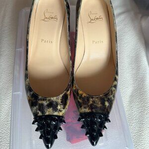Christian Louboutin Leopard Kitten heel w/spikes